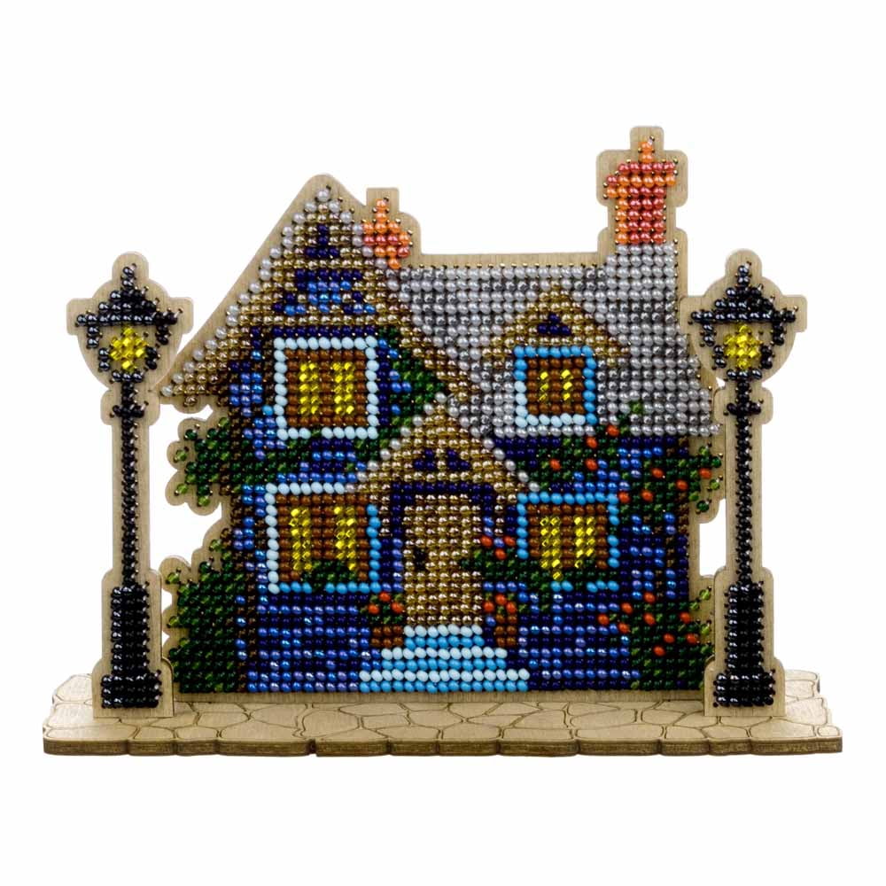 Wooden Bead Embroidery Kit House with Lanterns FLK-588