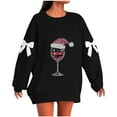 thumbnail image 3 of Horkkom Christmas Sweatshirts for Women Wine Glass Graphic Sweatshirts Funny Holiday Party Christmas Sweaters S, 3 of 6