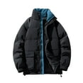 thumbnail image 1 of Styesk Vestes pour Hommes Hommes Décontracté Bloc de Couleur Poche Zippée Col Rabattu Manches Longues Parkas, 1 of 7