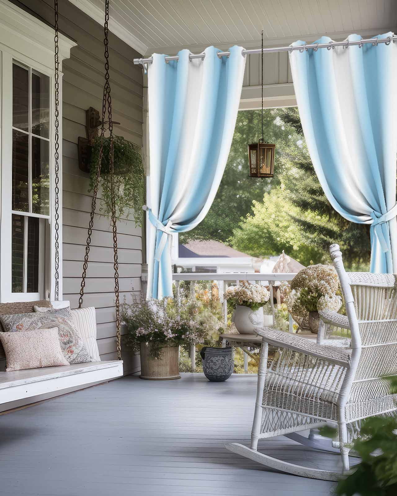 nqOlkjepod Outdoor Curtains for Patio Waterproof, Sky Blue Ombre Outdoor Privacy Panels Grommet, Farmhouse Modern Art Blackout Outside Curtains for Porch/Cabana/Pergola/Gazebo 54"x84", 1 Panel