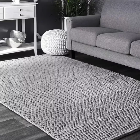 4x6|5x8|6x9|8x10|9x12 Hand Woven Wool Area Rug, Textured, Cable Knit Dhurrie