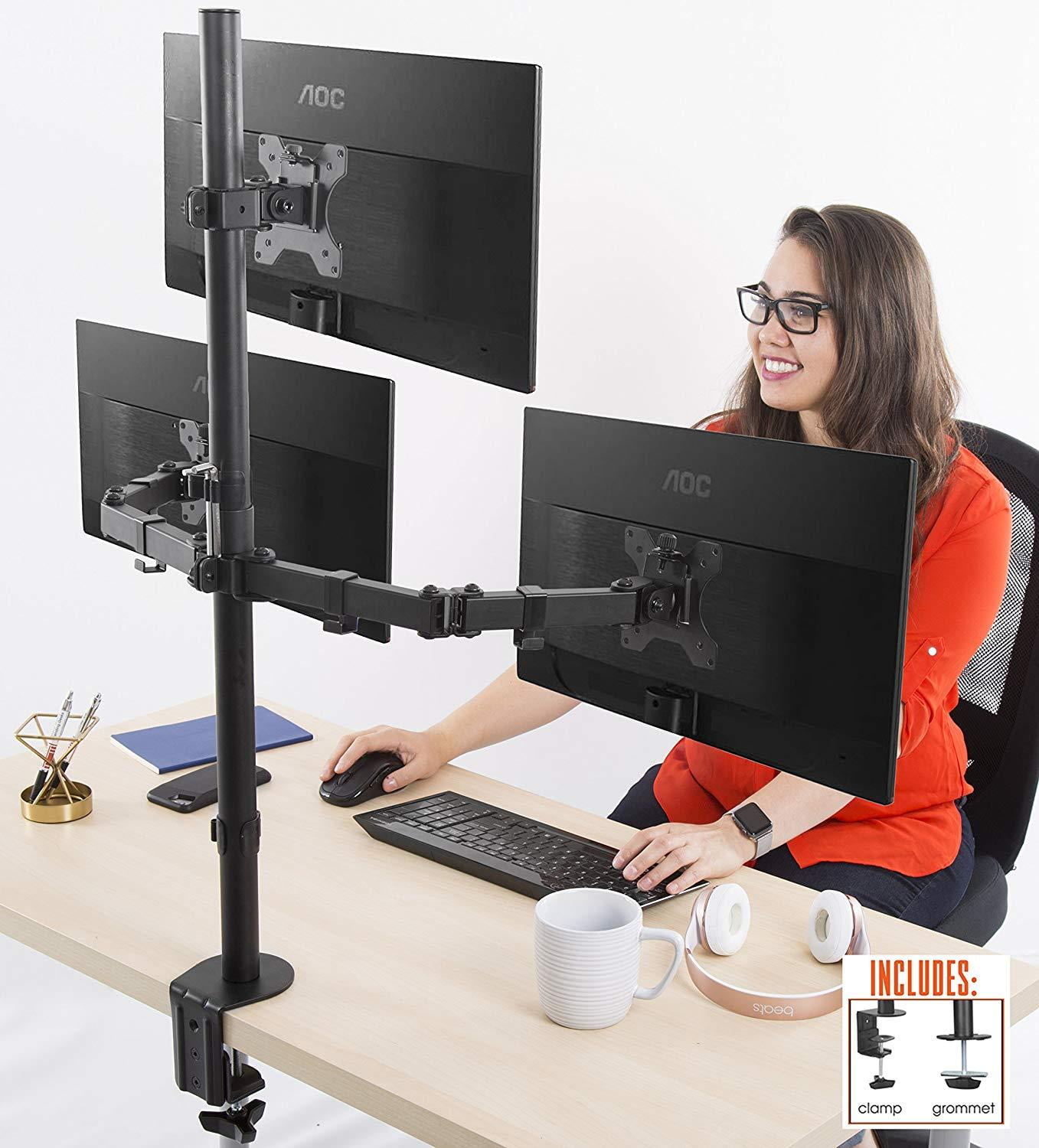 Stand Steady 3 Monitor Desk Mount Stand Height Adjustable Triple
