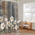 thumbnail image 4 of Vintages Flowers Shower Curtain, White Floral Plants Petals Blue Brown Mottled Waterproof Shower Curtain Set with 12 Hooks Lightweight Bath Curtains Fabric Bathroom Decor 72x72 Inches, 4 of 9