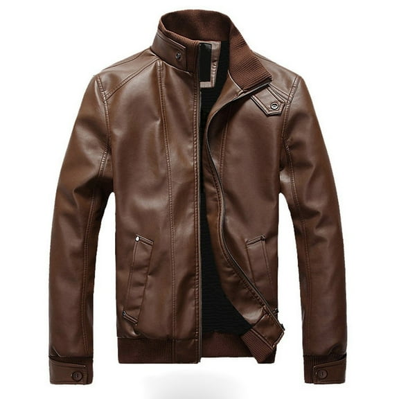 Voncos Leather Jacket Casual Fall Motorcycle Jacket Faux Fur Coat Outerwear Christmas Gift
