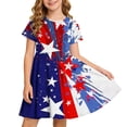 thumbnail image 2 of Odeerbi Niñas Día de La Independencia Vestido de Línea A Verano Patriótico Cuello Redondo Manga Corta Vestido Casual, 2 of 9