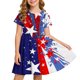 thumbnail image 2 of Odeerbi Niñas Día de La Independencia Vestido de Línea A Verano Patriótico Cuello Redondo Manga Corta Vestido Casual, 2 of 9