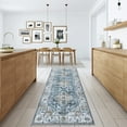 thumbnail image 2 of HOMERRY Modern Vintage Floral Washable 2' x 6' Runner Rug Non-Skid Low Pile Blue Boho Kitchen Doormat, 2 of 6