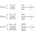thumbnail image 2 of Stainless Steel Princess Cut Style Cubic Zircon Classic Stud Earrings, 2 of 3