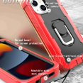 thumbnail image 3 of Dteck Back Case For Apple iPhone 13, Ring Stand Shockproof Hybrid Hard PC Soft Silicone Bumper Heavy Duty Shockproof Three Layer Drop Protective Girls Boy Cute Phone Case(Red+Black), 3 of 6