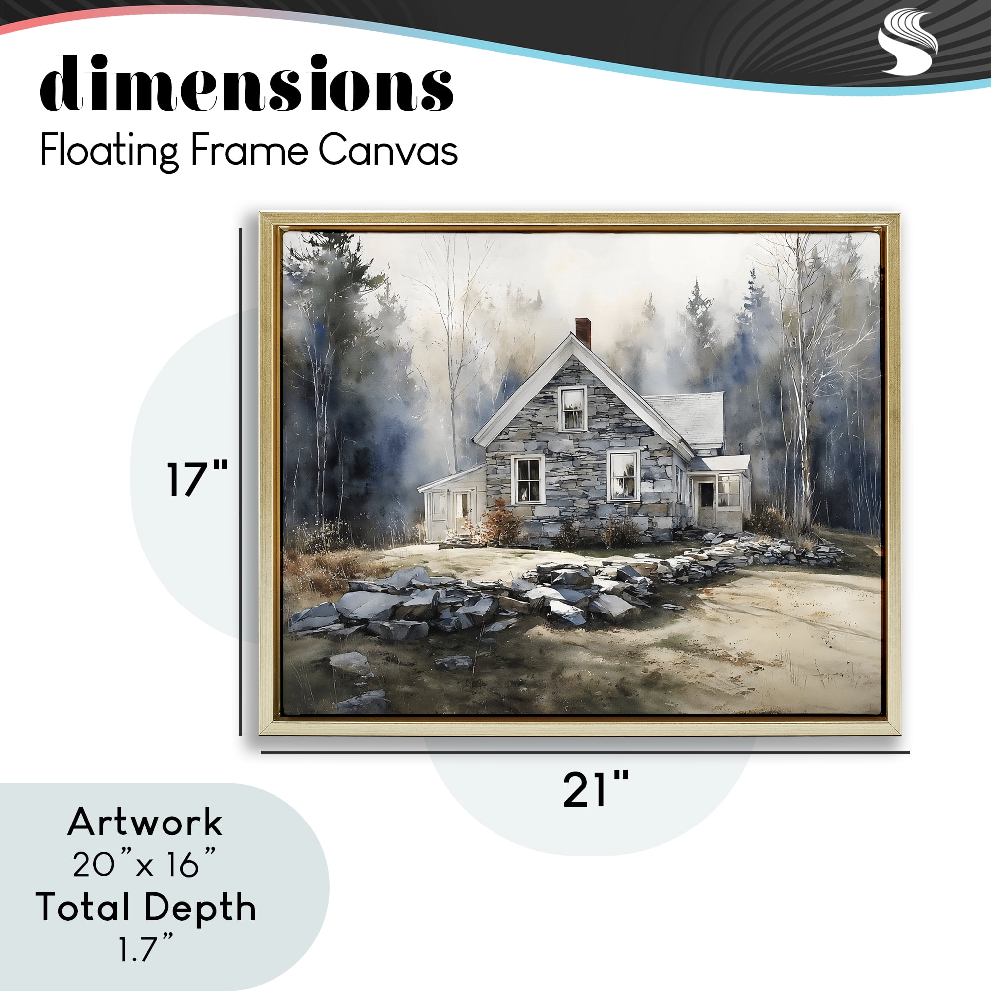 Stupell Industries Rustic Cottage Among the Trees Gold Framed Floater Canvas Wall Art, design by Franklyn Gregory