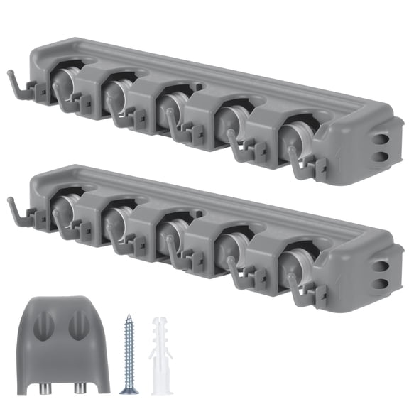 WellMade 32" Mop and Broom Holder Wall Mount Set, Includes 2 Separable 16-inch Tool Organizer Bars with Non-Slip Grips for Garage Storage
