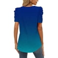 thumbnail image 3 of TAIAOJING Women's T-shirts Casual Gradient Printing Tops V Neck Short Sleeve Ruched Top Tee Curved Hem Top Tunic Tops, 3 of 4