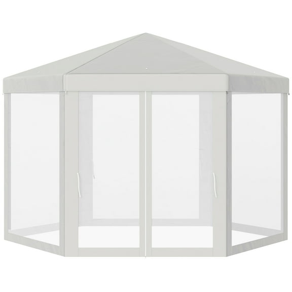 Outsunny 13’ x 13’ Hexagonal Gazebo Canopy, Water-Resistant, Steel Frame, with Mosquito Net