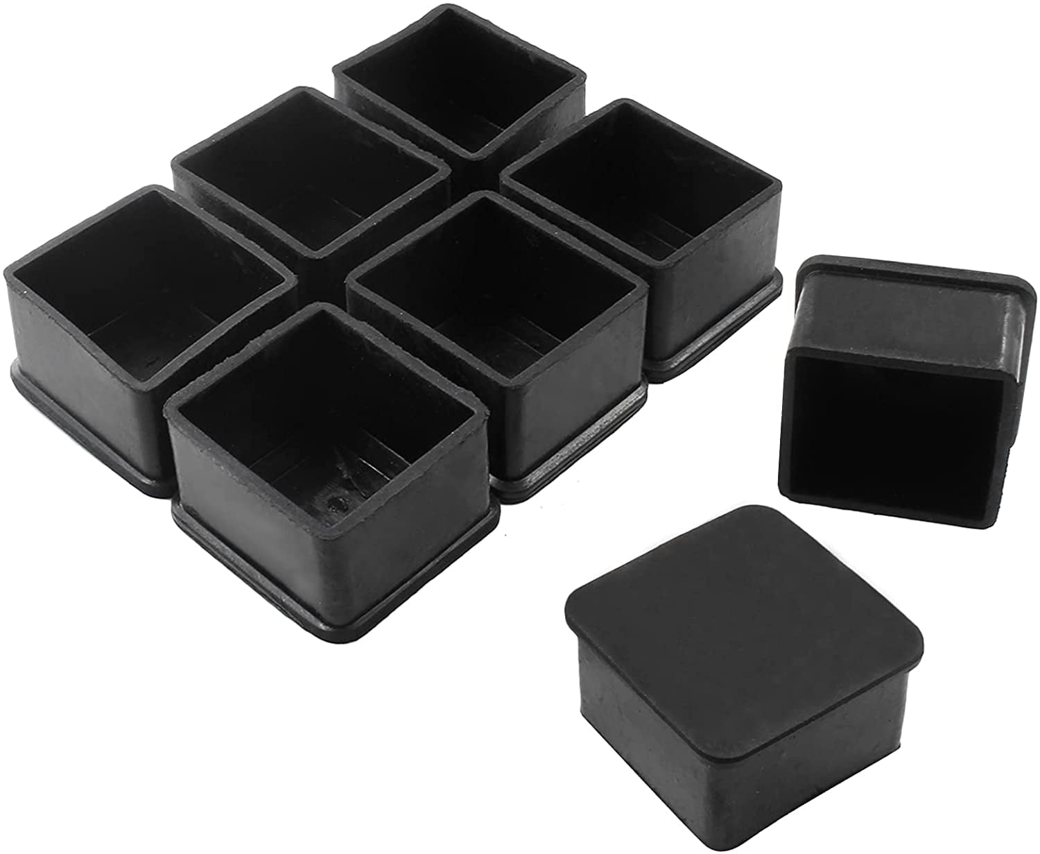 8 Pcs Square Chair Leg Caps AntiSlip Rubber Chair Tips Black Table