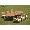 thumbnail image 1 of Grade-A Teak Dining Set: 6 Seater 7 Pc: 118" Double Extension Oval Table And 6 Vellore Stacking Arm Chairs Outdoor Patio WholesaleTeak #WMDSWVm, 1 of 5
