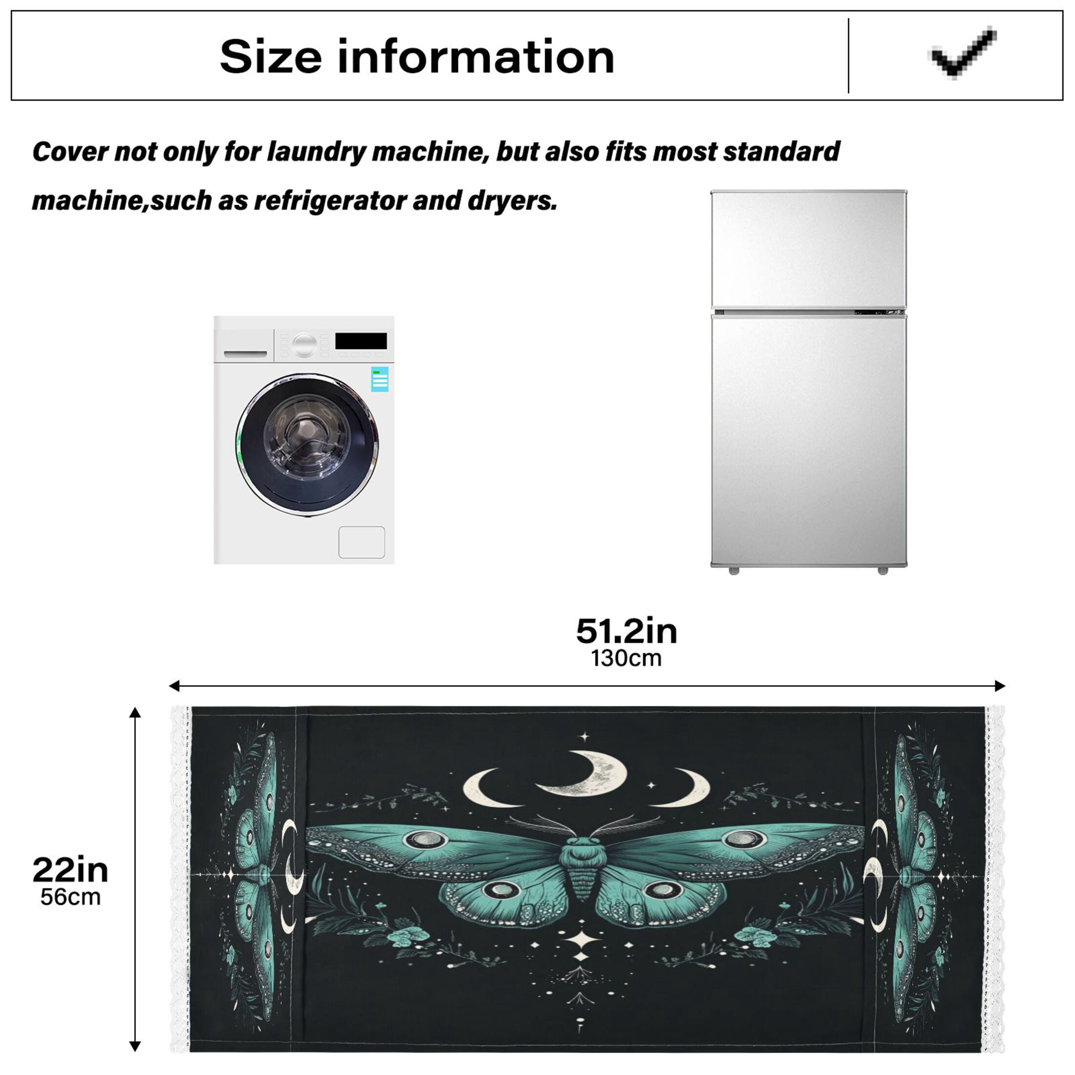 WOBOGO Green Moth Washing Machine Cloth Dryer Refrigerator Top Cover Protective Non-Slip Mat For Kitchen Laundry
