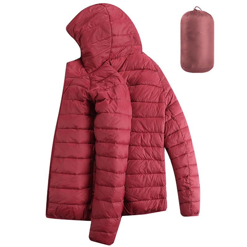 Weiyun Womens Hooded Outerwear Packable Ultra Light Weight Down Jacket Detachable Cap Down Jacket