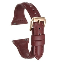 Genuine Leather Watch Band 20mm Quick Release Elegant Top Grain Replacement Strap Wine/Rose Golden Tone