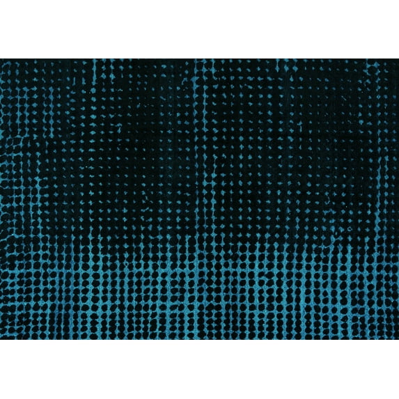 Ahgly Company Indoor Rectangle Abstract Turquoise Blue Modern Area Rugs, 2' x 5'