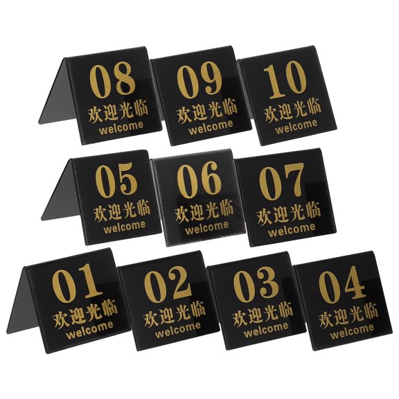Black Acrylic Table Numbers 110 Reusable Double Sided Markers for Decoration 10pcs