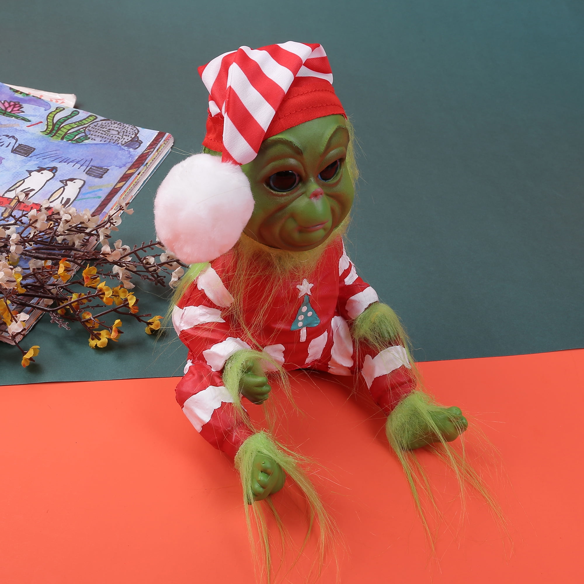 Sunisery Christmas Plush Doll Hairy Grinch Baby With Removable Santa Costume Grinch Doll Green Monster Doll Home Decorations Xmas Gifts Walmart Com