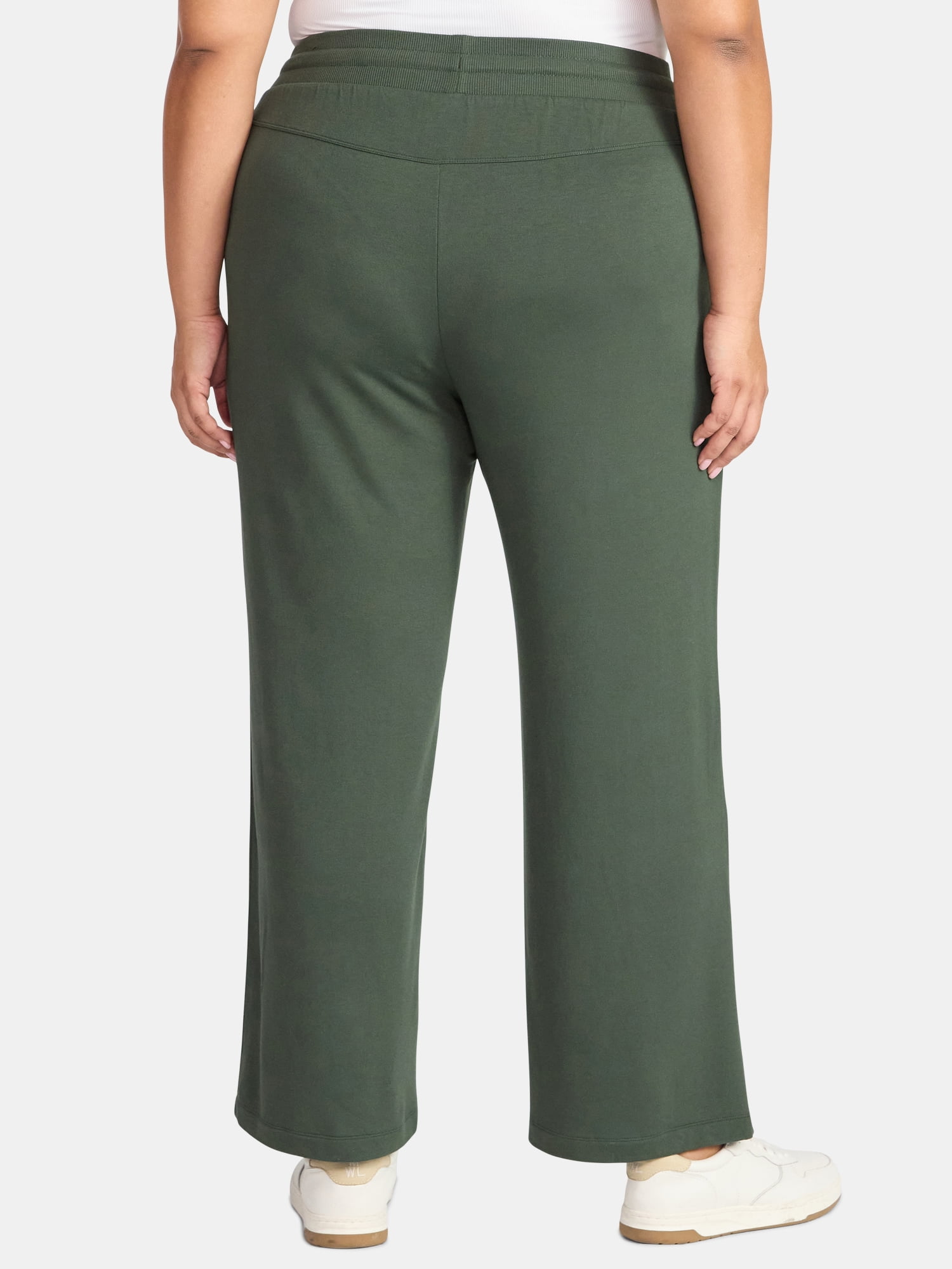 Terra & Sky Women's Plus Size Knit Wide Leg Pants, 28" Inseam, Sizes 0X-5X