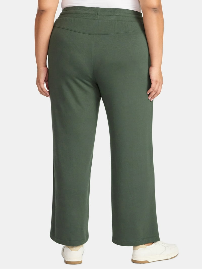 Terra & Sky Women's Plus Size Knit Wide Leg Pants, 28
