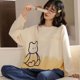 thumbnail image 1 of Conjuntos de pijama de poliéster para mujer, ropa de dormir a rayas, ropa de dormir para el hogar de dibujos animados, trajes informales de talla grande 5XL, primavera y otoño, 1 of 4