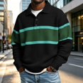 thumbnail image 6 of Atogsazn Men's Striped Button Down Sweatshirt Casual Waffle Collared Long Sleeve Pullover Sweater Fall Winter Tops Green S Fashion, 6 of 7