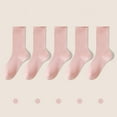thumbnail image 2 of LckLvx Cotton Socks 5 Pairs for Women Solid Color Comfy Tube Crew Sock Casual Cotton Sock for School Dress Uniform, 2 of 3