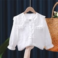 thumbnail image 2 of Dlentnea Kids Girls Cotton Shirts Blouse Button down Collar Classic Long Sleeve School Uniform Dress Shirt Tops, 2 of 6
