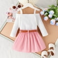 thumbnail image 5 of GYRATEDREAM Toddler Baby Girl Skirt Outfit Long Sleeve Knit Sweater Tops + Pleated Mini Skirt Set 2 Pcs Kids Fall Winter Clothes for 12 Months-5 Years, 5 of 8
