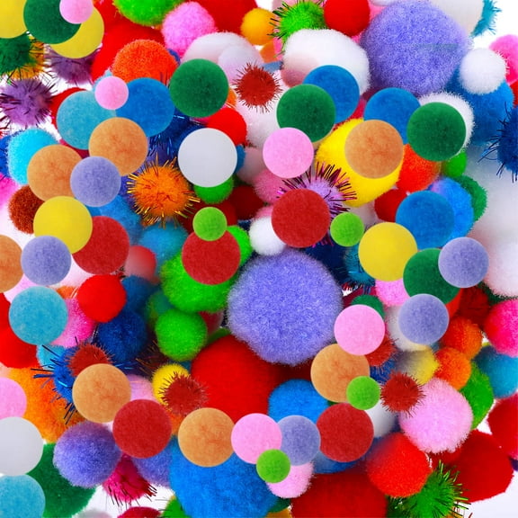 Trianu 1000Pcs Multicolor Pom Pom Balls, Multicolor Bulk Pompoms for Arts and Craft Making Decorations, Assorted Sizes