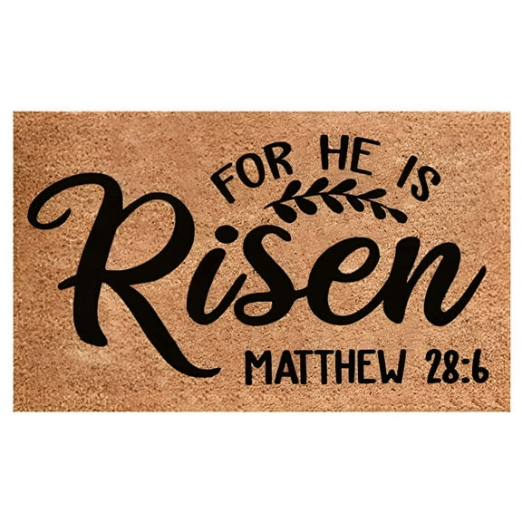 DERONA Door Mats Outdoor Easter He is Risen Doormat Easter Doormat Spring Non Front Door Rug,Vintage Distressed Entryway Rug for Entrance Living Room Kitchen Bedroom