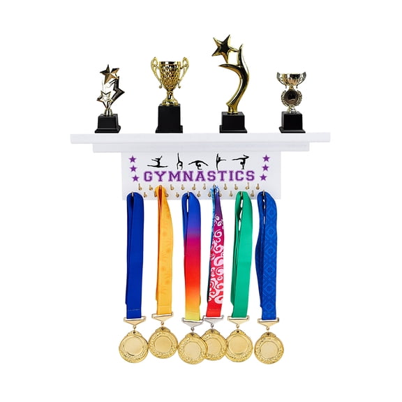 Gymnastics Wood Trophy and Medal Display Shelf Sturdy Medal Holders DIY