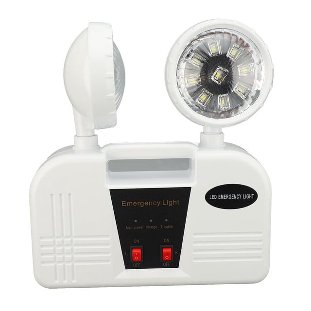 LED Emergency Lighting, 9W Wide Coverage 3000mah 2 Head Emergency Light Energy Saving Plastic US Plug for Business