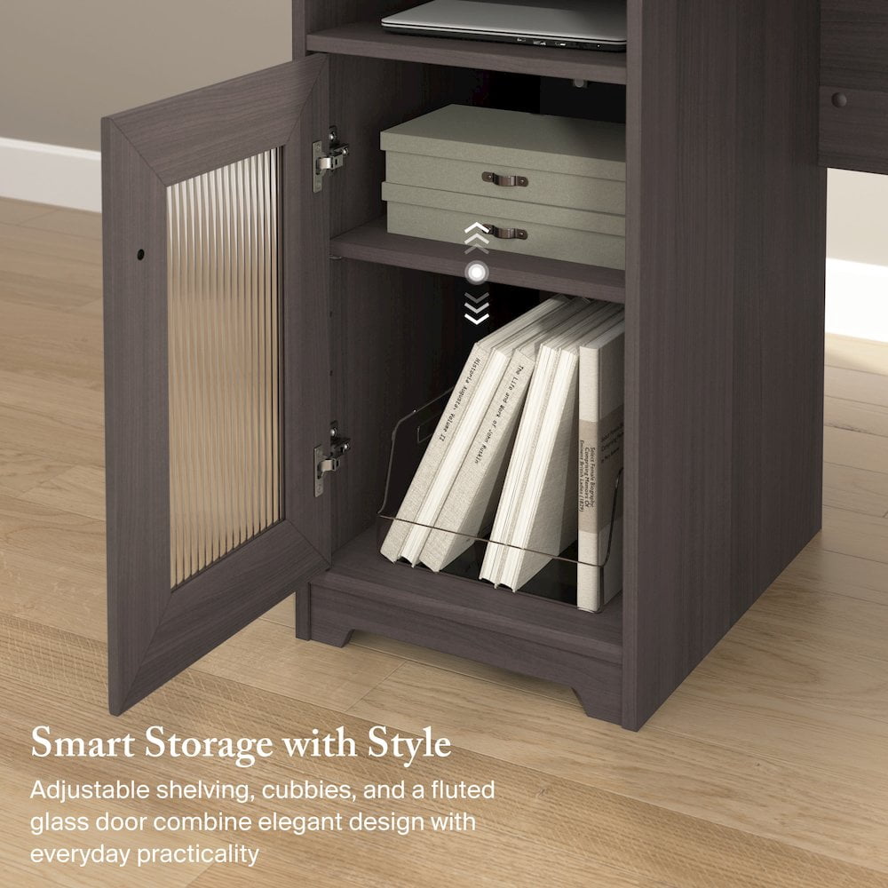 Cabot Modern 60W L Desk with File Drawer, Box Drawer and Storage Cabinet in Heather Gray