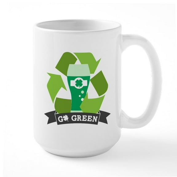 CafePress - Go Green Large Mug - 15 oz Ceramic Large White Nolvety Mug