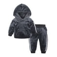 thumbnail image 2 of Winter Saving! Yievot Fall Winter Kids Hoodie Outfits Crewneck Solid Long Sleeve Soft Streetwear Toddler Baby Unisex Set Clothes on Clearance 9 Months-7 Years, 2 of 7