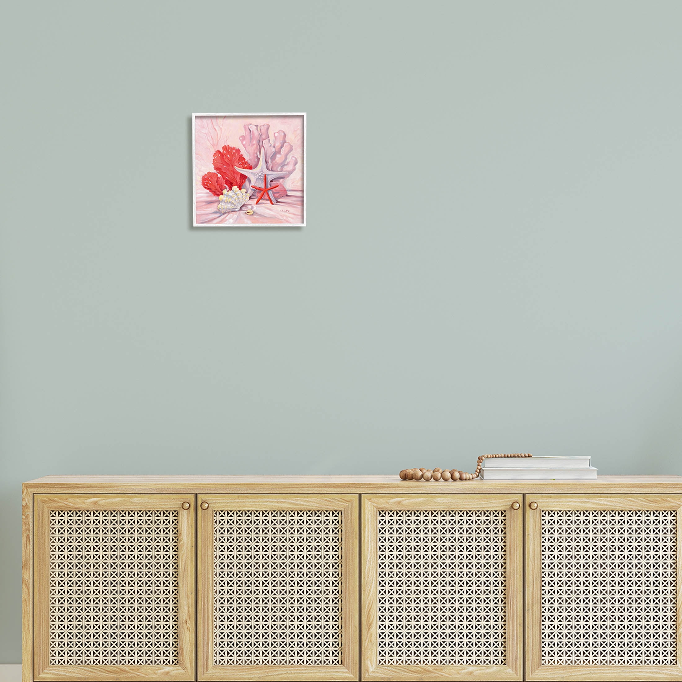 Stupell Industries Pink Shells Coral Still Life Painting White Framed Art Print Wall Art, Design by Paul Brent