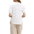 thumbnail image 3 of INSPIRE CHIC Eyelet Tops for Women Summer Short Sleeve Casual V Neck Hollow Out Shirts XL White, 3 of 6