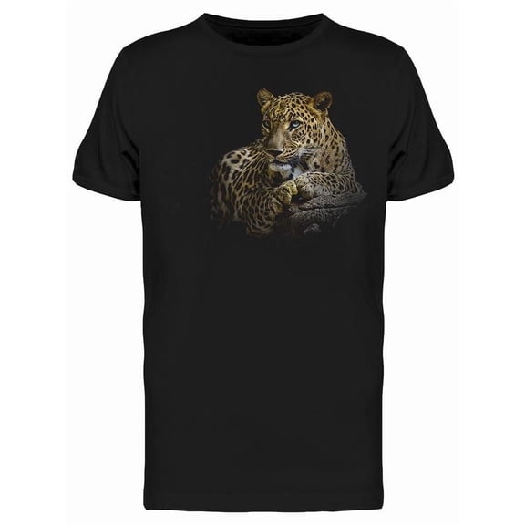Leopard Lying In A Log Tee Men's -Image by Shutterstock