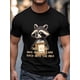 thumbnail image 4 of Camiseta de manga corta para hombre, estilo casual, con cuello redondo y estampado de mapache de dibujos animados., 4 of 8