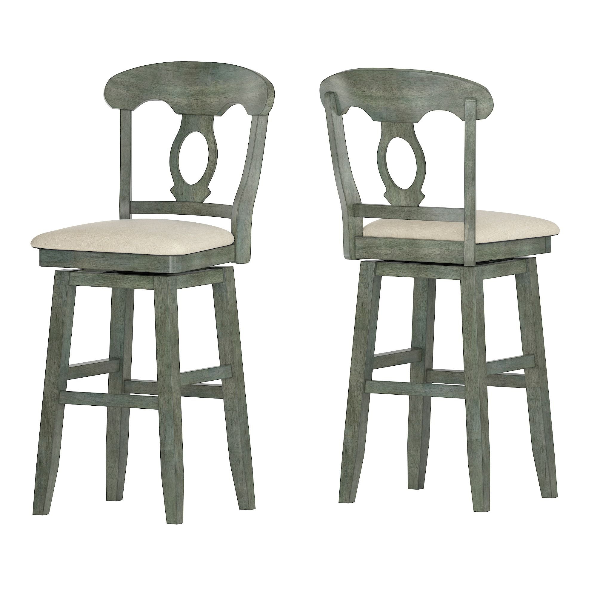 Weston Home Sheena Napoleon Back Wood Swivel Bar Stool, Antique Sage