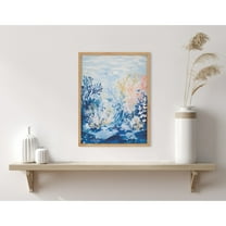 Kate and Laurel  Underwater Ocean Landscape Framed Wall Art by The Creative Bunch Studio, 12x16 Natural, Tropical Coral Reef Art for Wall