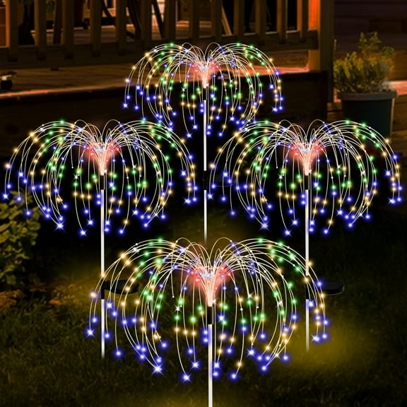 Garden Decor Solar Lights Outdoor,4Pack 120LED Waterproof Colorful Solar Garden Lights Outdoor Decoration,Yard, Patio, Porch,Flower Pot,Pathway,Christmas