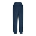thumbnail image 6 of KeShDi Wide Leg Womens Pants Baggy sweatpants Womens Solid Color Drawstring Furry Casual Warm Wide-leg Cuffed Warm Trousers Navy 2X, 6 of 7