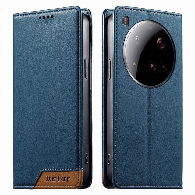 Funda Tipo Cartera de Cuero Sintético para XIAOMI 15 Ultra Bloqueo RFID, con Ranuras para Tarjetas y Bolsillo para Efectivo, Cierre Magnético Fuerte Azul