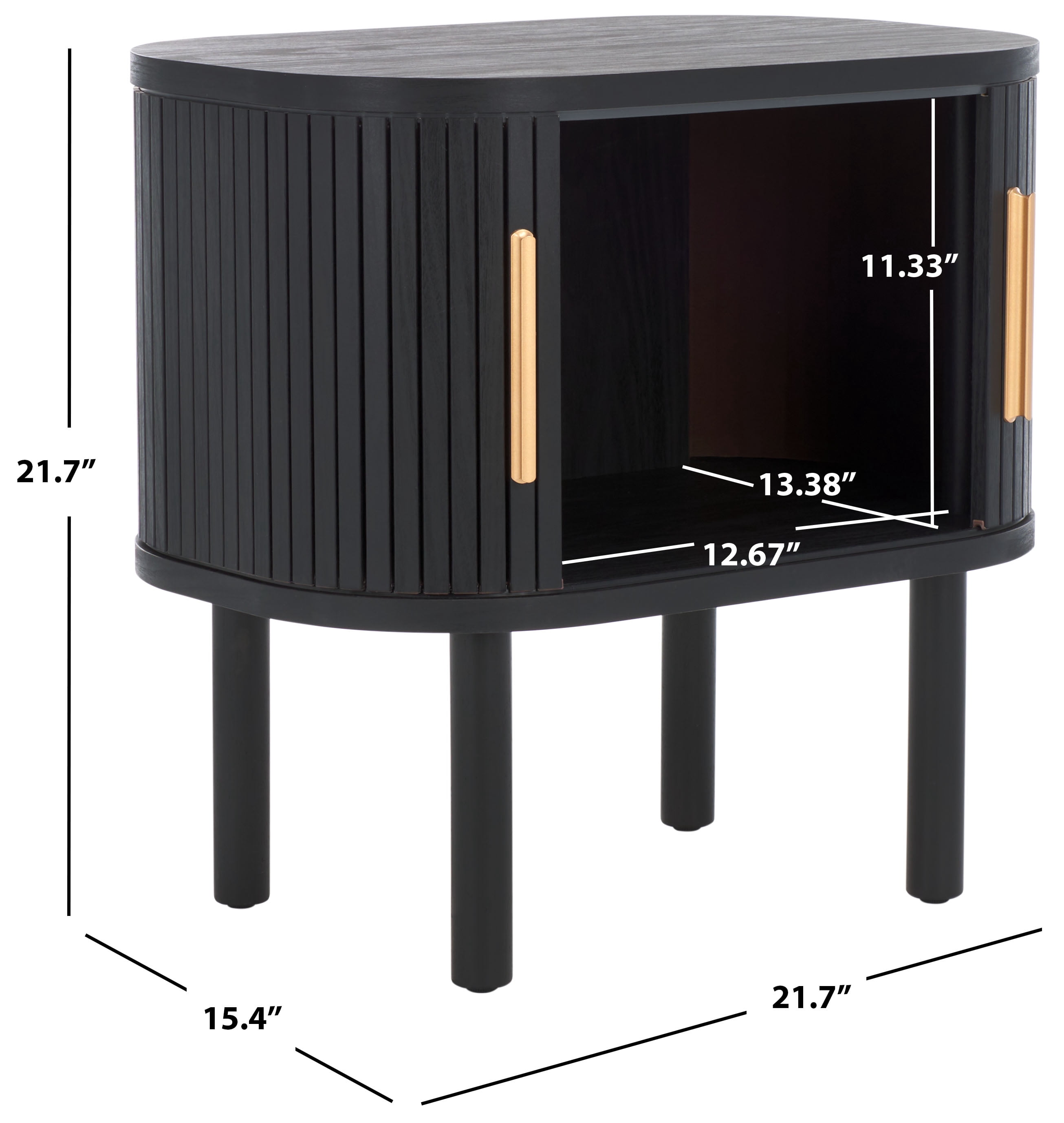 SAFAVIEH Tealla Contemporary Tambour Door Nightstand,Black/Gold