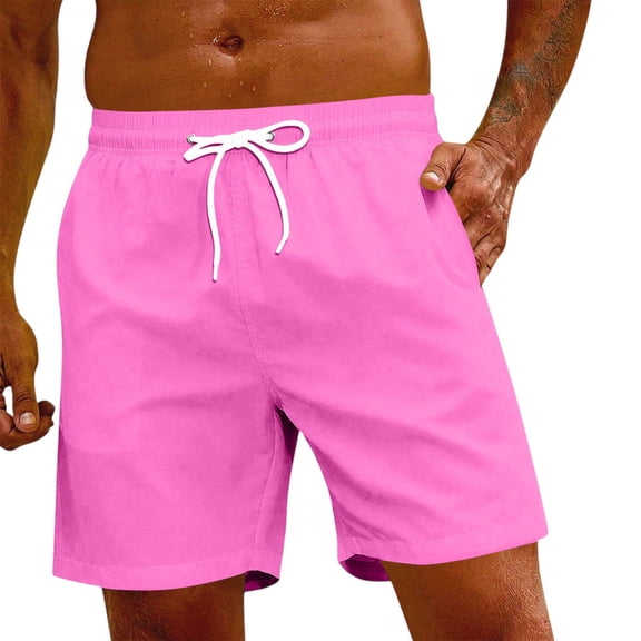 Mens Workout Sweat Shorts Casual Fitness Mens Athletic Gym Shorts with Pockets Pink M